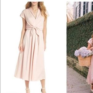 Gal Meets Glam Margie Tie Waist Satin Midi Dress